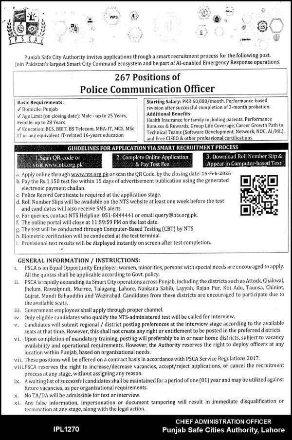 Punjab Safe Cities Authority jobs