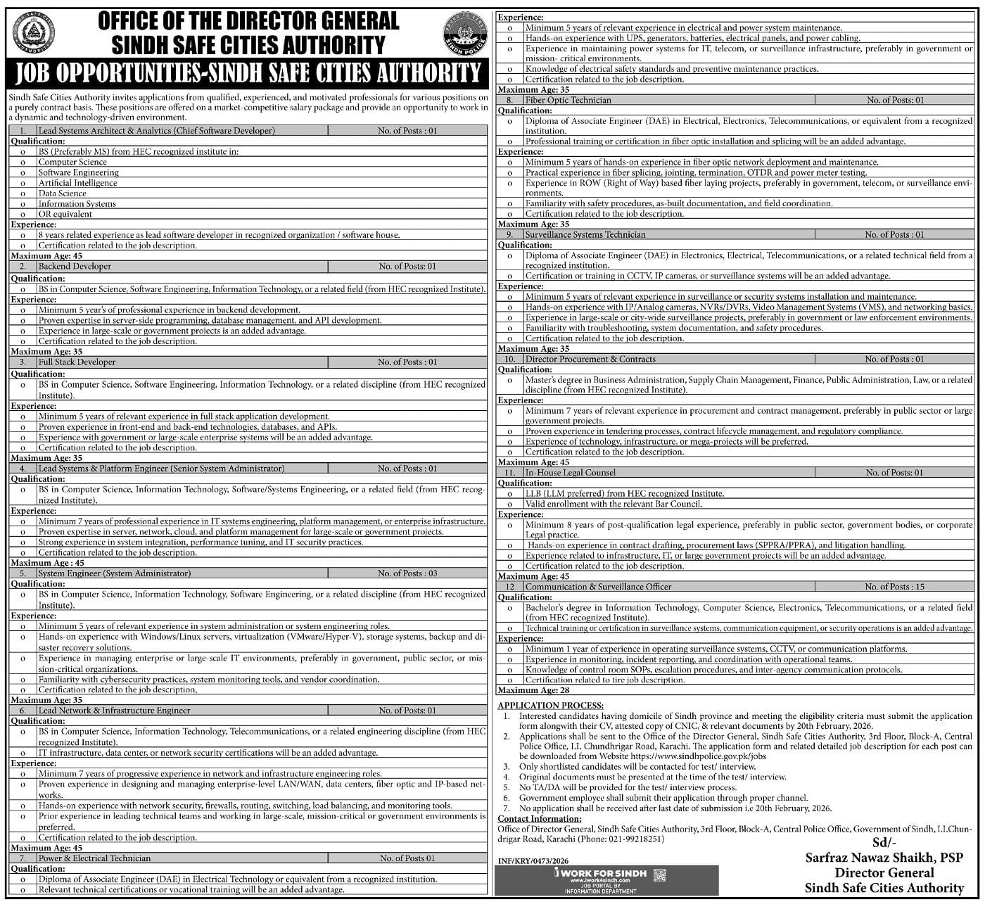Sindh Safe Cities Authority (SSCA) Jobs