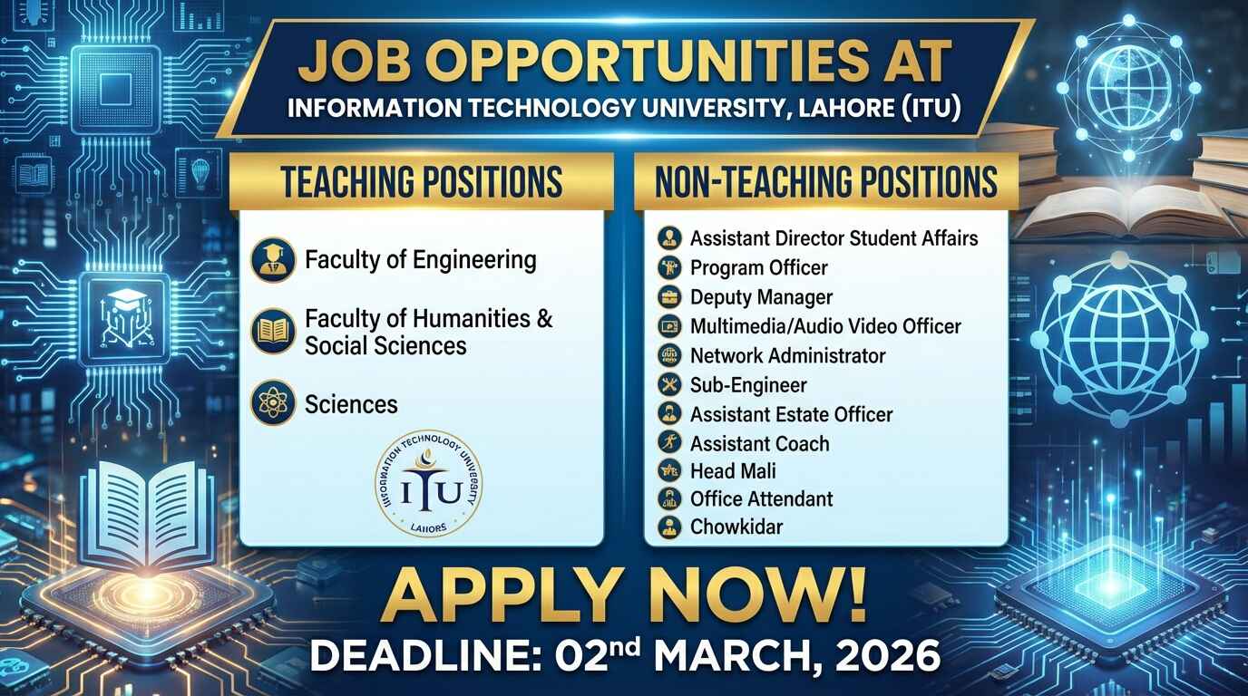 Information Technology University (ITU) Lahore Jobs 2026