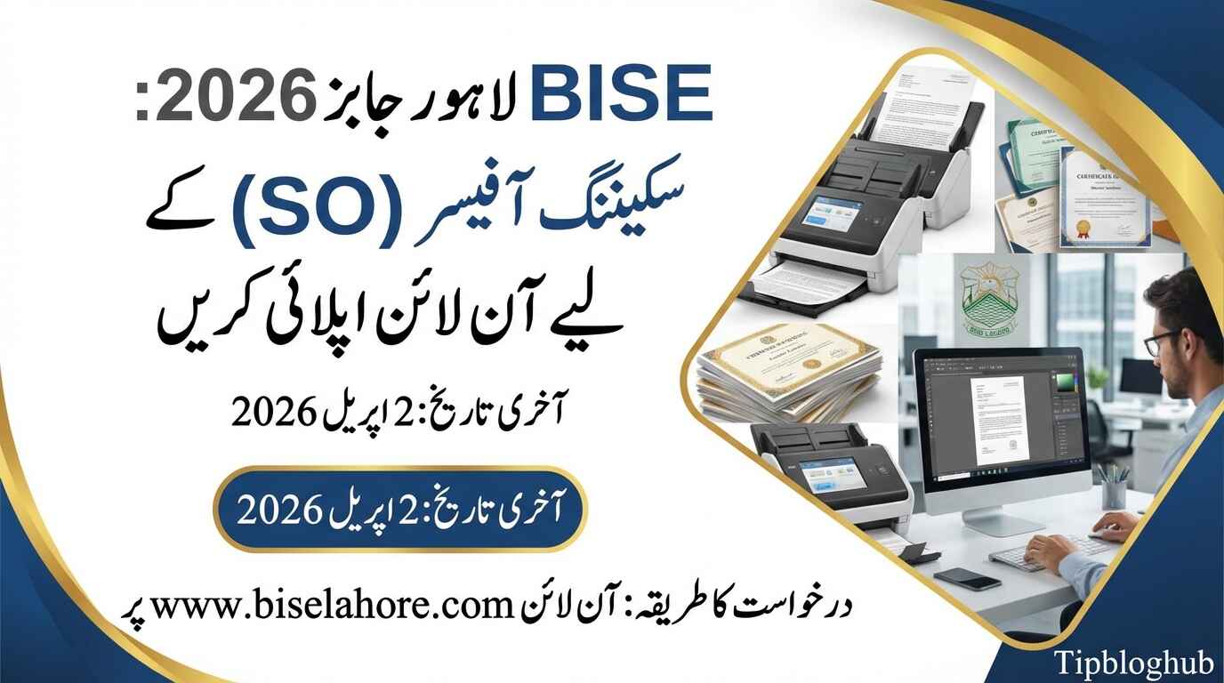 BISE Lahore Jobs 2026 Apply Online for Scanning Officer (SO)