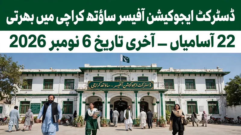 District Education Officer DEO South Karachi Jobs 2026 Urdu - 22 posts, last date 6 November 2026